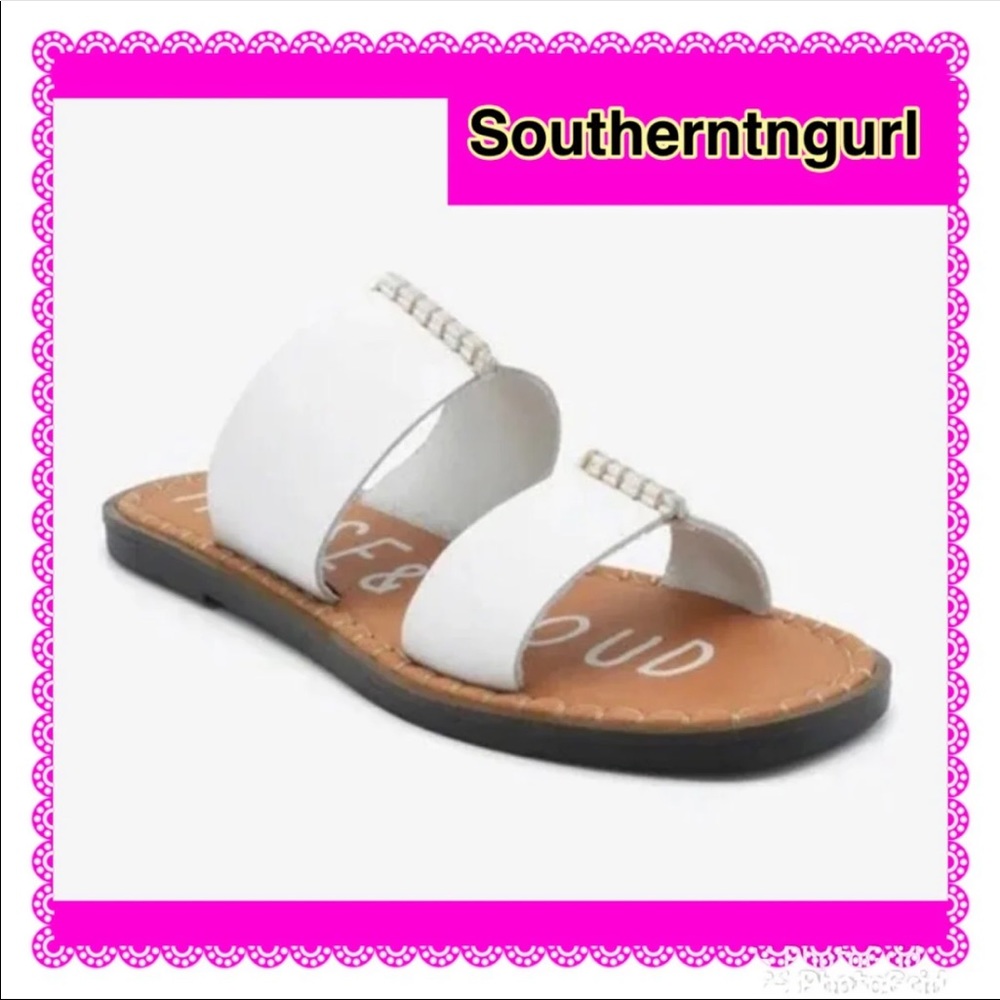 NWT MUSSE & CLOUD ” Leslie “ White Nappa  Leather Sandals